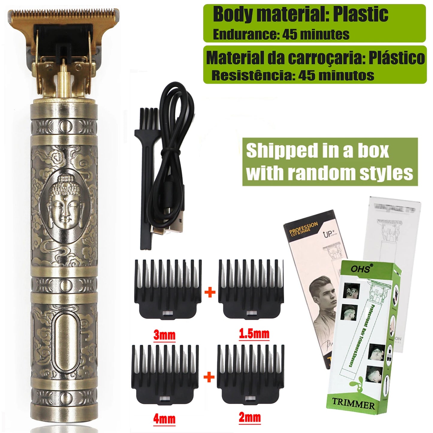 USB Fast Charging Hair Trimmer Portable Cordless Shaver Barber Electric Hair Cutting Machine Vintage Hair Clipper For Hairdresse