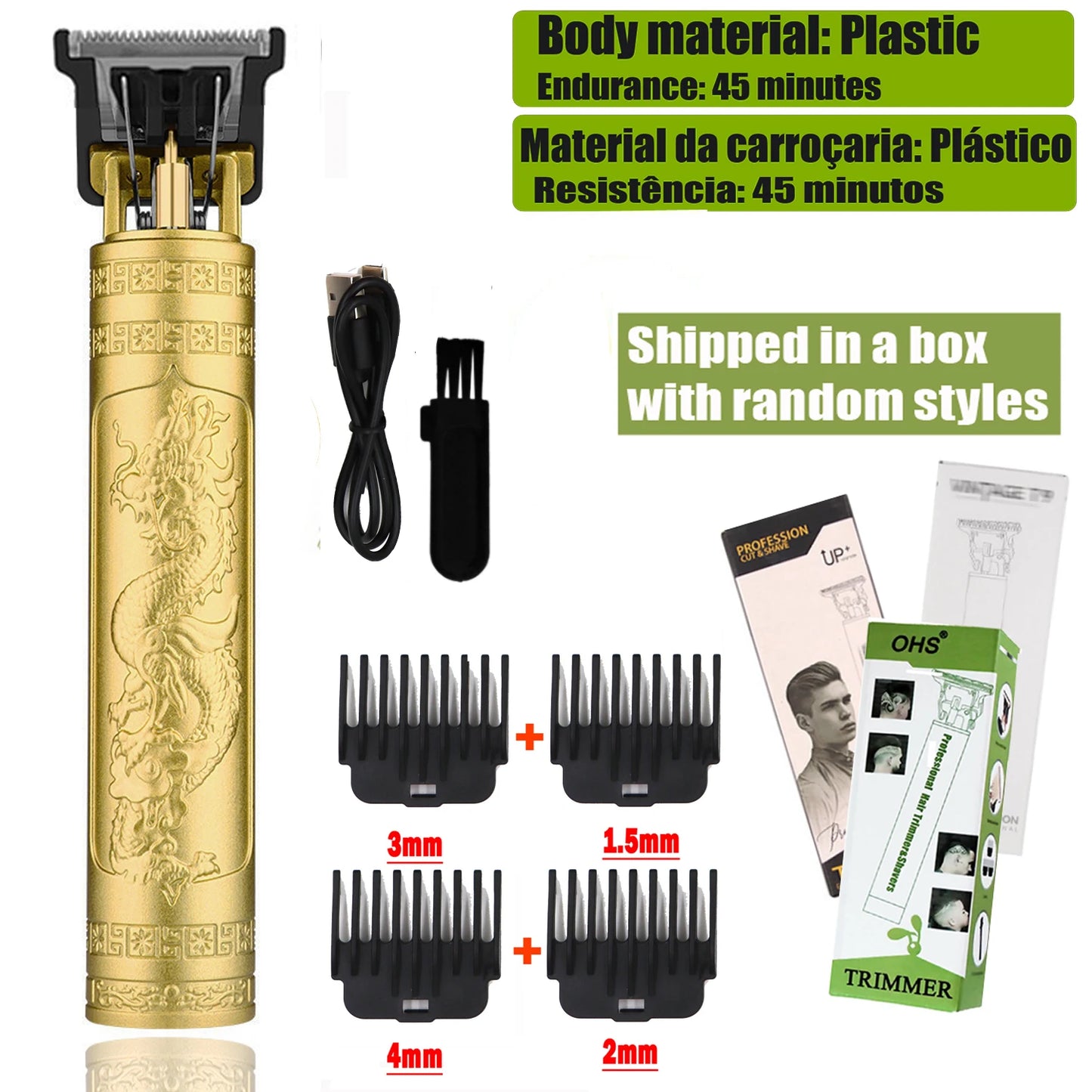 USB Fast Charging Hair Trimmer Portable Cordless Shaver Barber Electric Hair Cutting Machine Vintage Hair Clipper For Hairdresse
