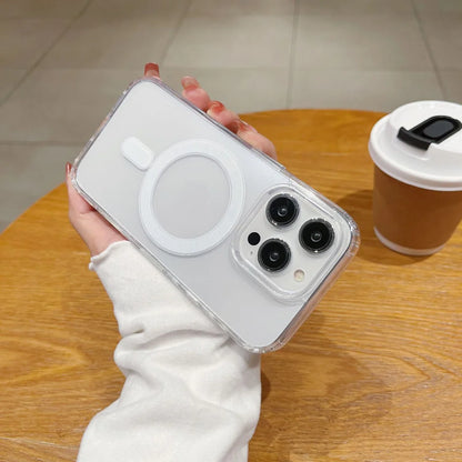 Magnetic Clear Transparent Case For IPhone 16e 16 15 14 13 12 11 Pro X XR Max 8 7 Plus Wireless Charging Shockproof Back Cover