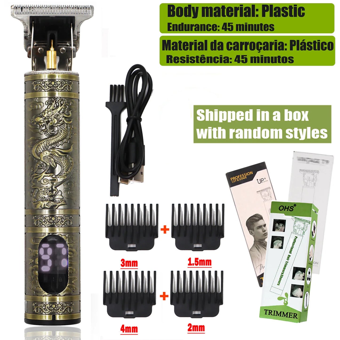 USB Fast Charging Hair Trimmer Portable Cordless Shaver Barber Electric Hair Cutting Machine Vintage Hair Clipper For Hairdresse