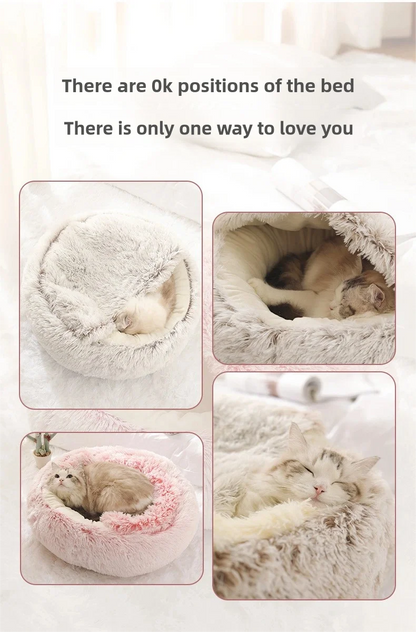 Autumn & Winter Plush Semi-Enclosed Pet Bed