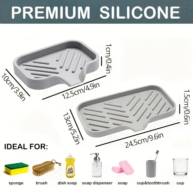 Multifunctional Silicone Sink Tray with Drain