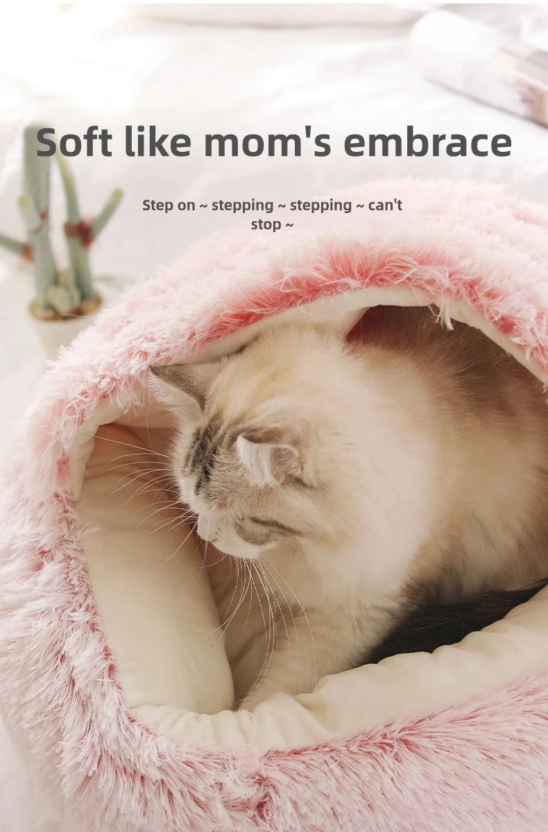 Autumn & Winter Plush Semi-Enclosed Pet Bed