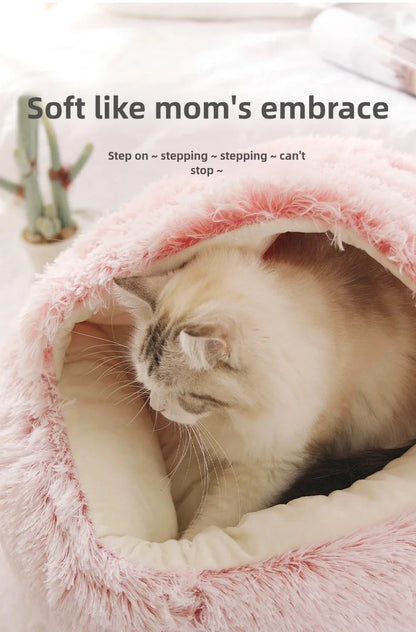 Autumn & Winter Plush Semi-Enclosed Pet Bed