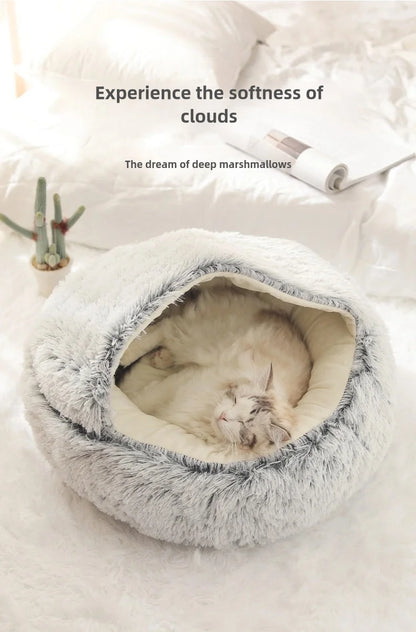 Autumn & Winter Plush Semi-Enclosed Pet Bed