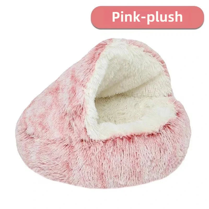 Autumn & Winter Plush Semi-Enclosed Pet Bed