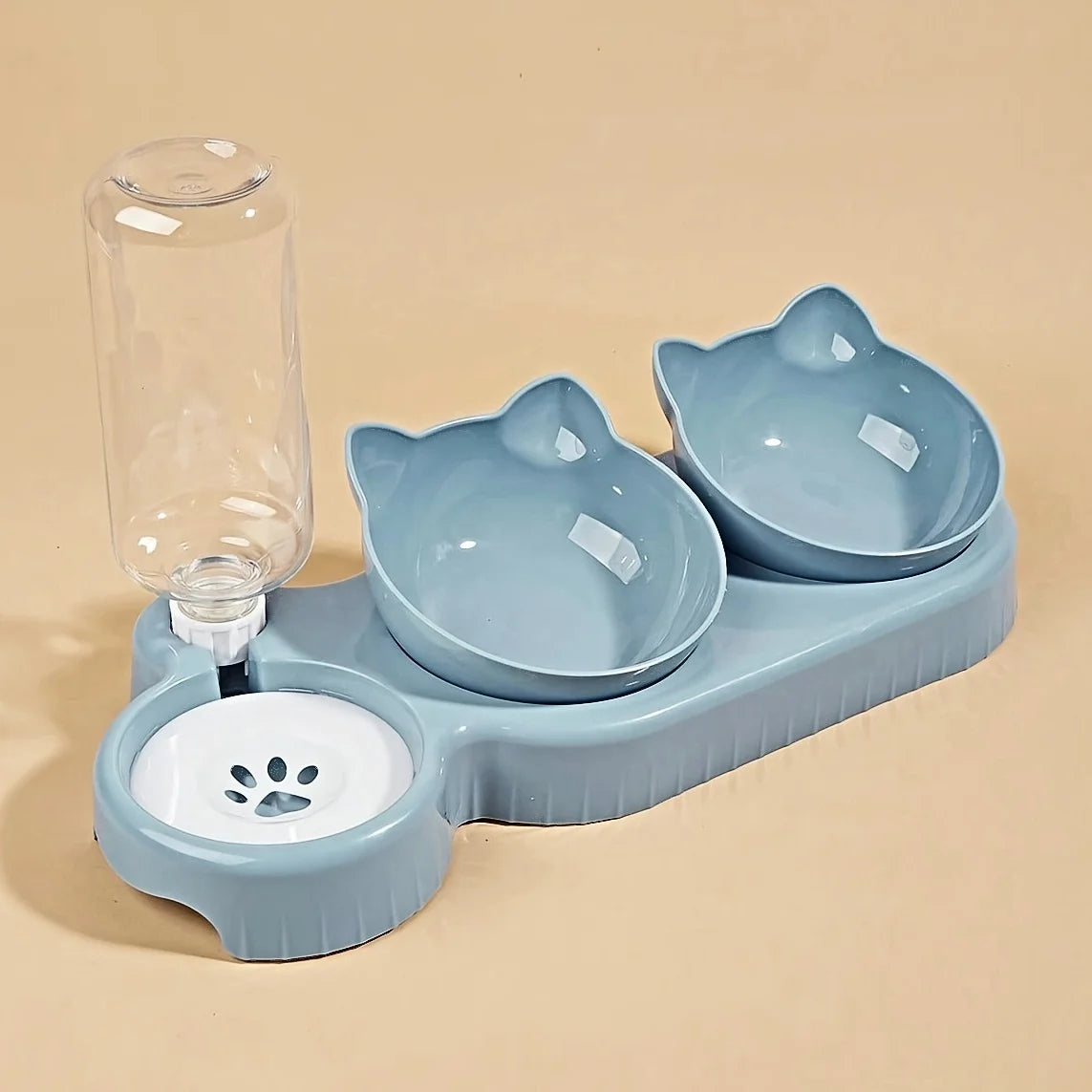 3-in-1 Tilted Pet Bowl Set with Water Feeder