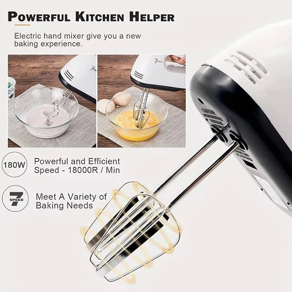 Handheld 7-Speed Electric Egg Beater & Mixer