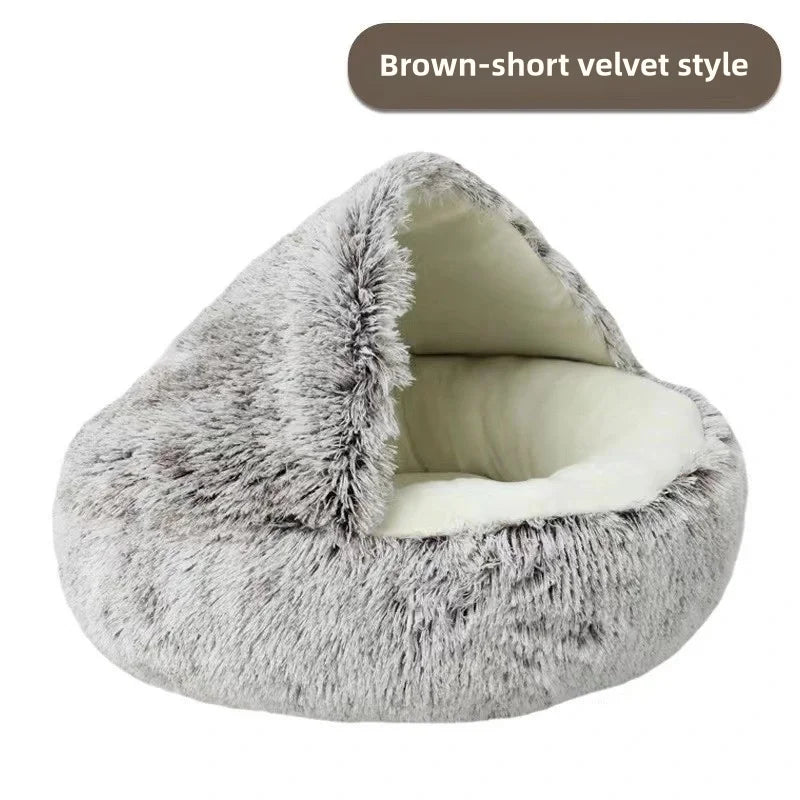 Autumn & Winter Plush Semi-Enclosed Pet Bed
