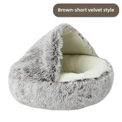 Autumn & Winter Plush Semi-Enclosed Pet Bed