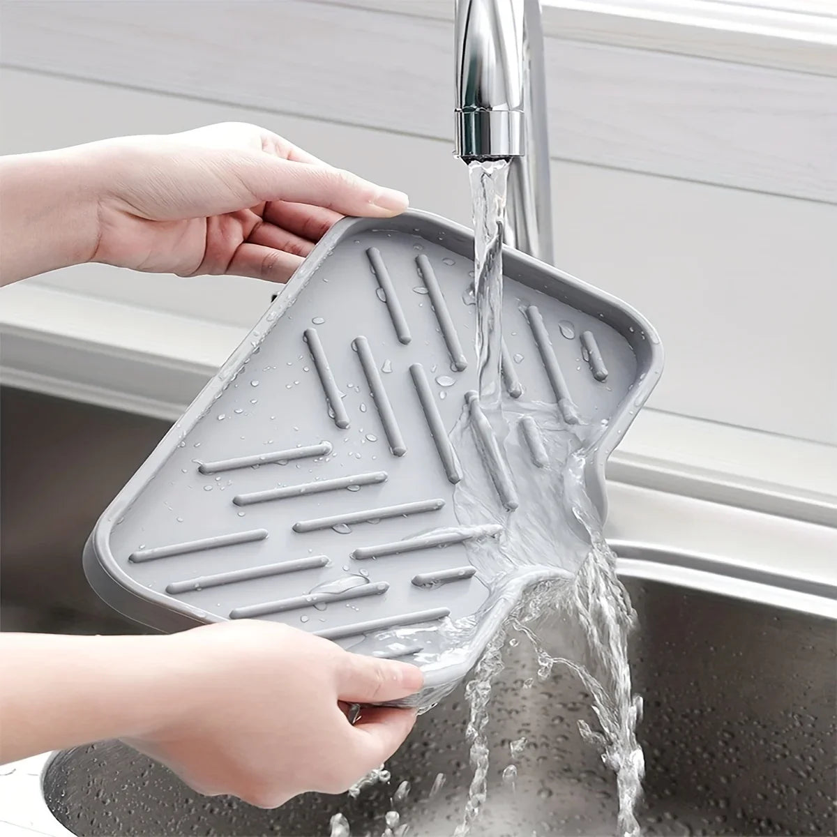 Multifunctional Silicone Sink Tray with Drain