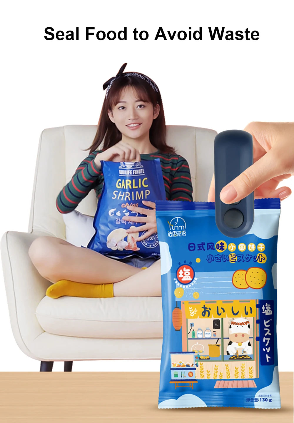 2-in-1 Mini Handheld Bag Sealer with Cutter & Magnet