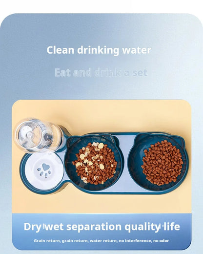 3-in-1 Tilted Pet Bowl Set with Water Feeder