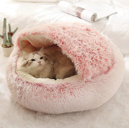 Autumn & Winter Plush Semi-Enclosed Pet Bed