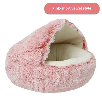 Autumn & Winter Plush Semi-Enclosed Pet Bed