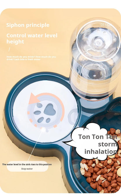 3-in-1 Tilted Pet Bowl Set with Water Feeder