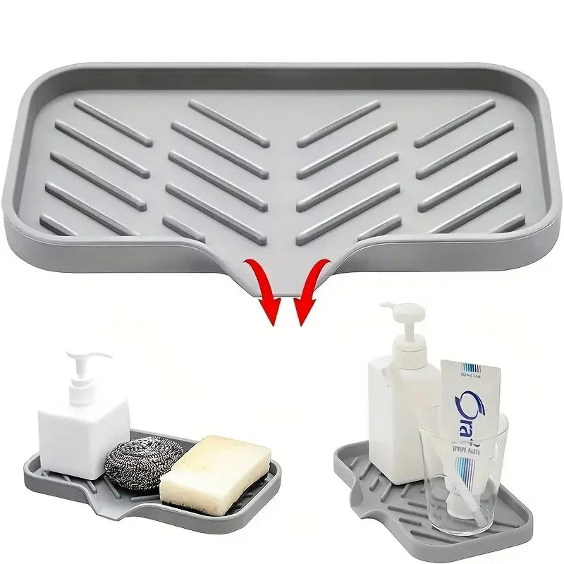 Multifunctional Silicone Sink Tray with Drain