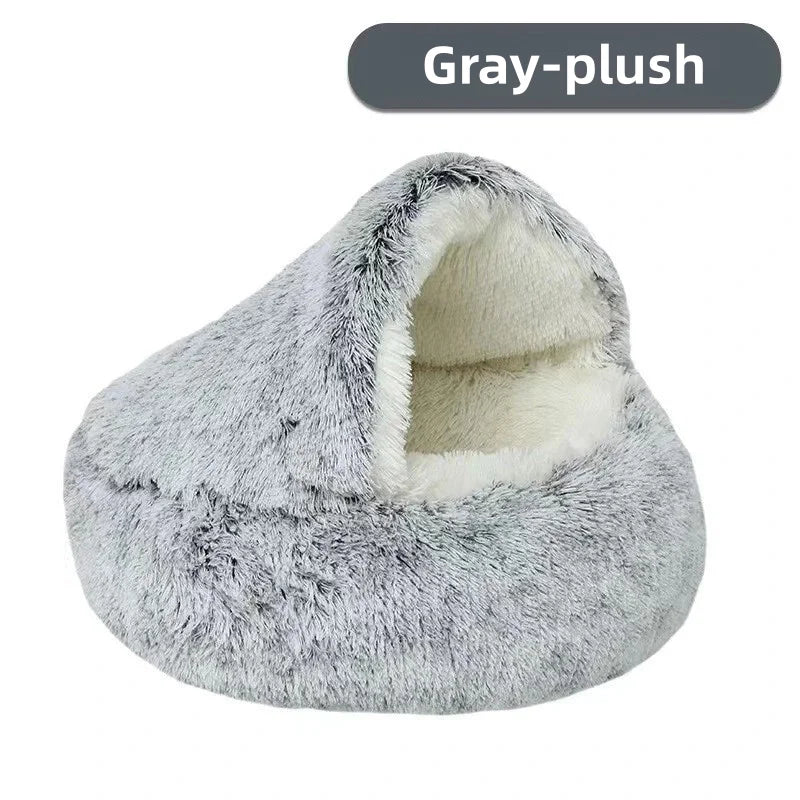 Autumn & Winter Plush Semi-Enclosed Pet Bed