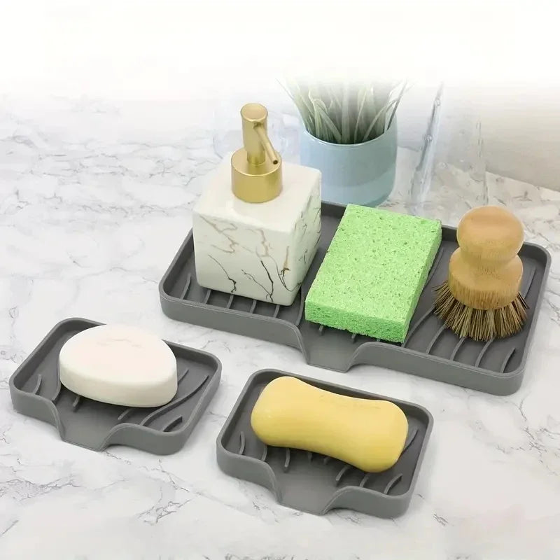 Multifunctional Silicone Sink Tray with Drain
