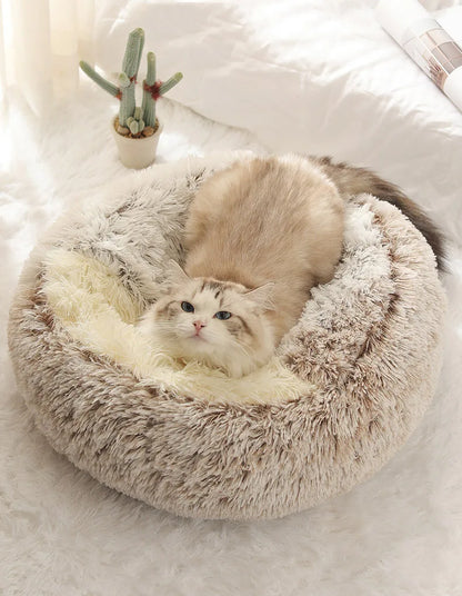 Autumn & Winter Plush Semi-Enclosed Pet Bed