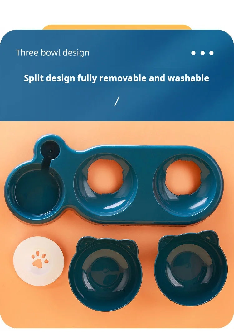 3-in-1 Tilted Pet Bowl Set with Water Feeder