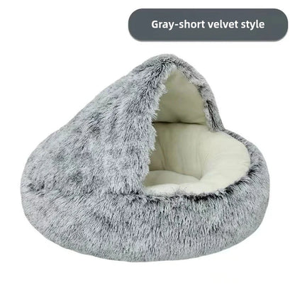 Autumn & Winter Plush Semi-Enclosed Pet Bed