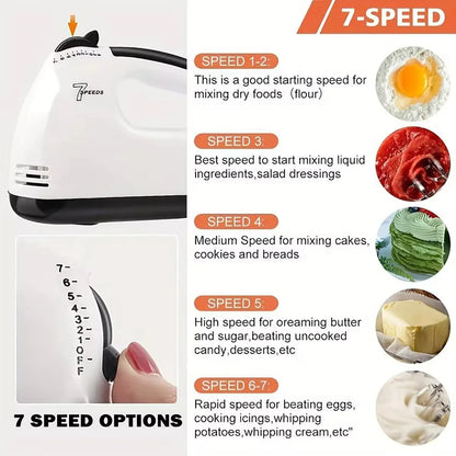 Handheld 7-Speed Electric Egg Beater & Mixer