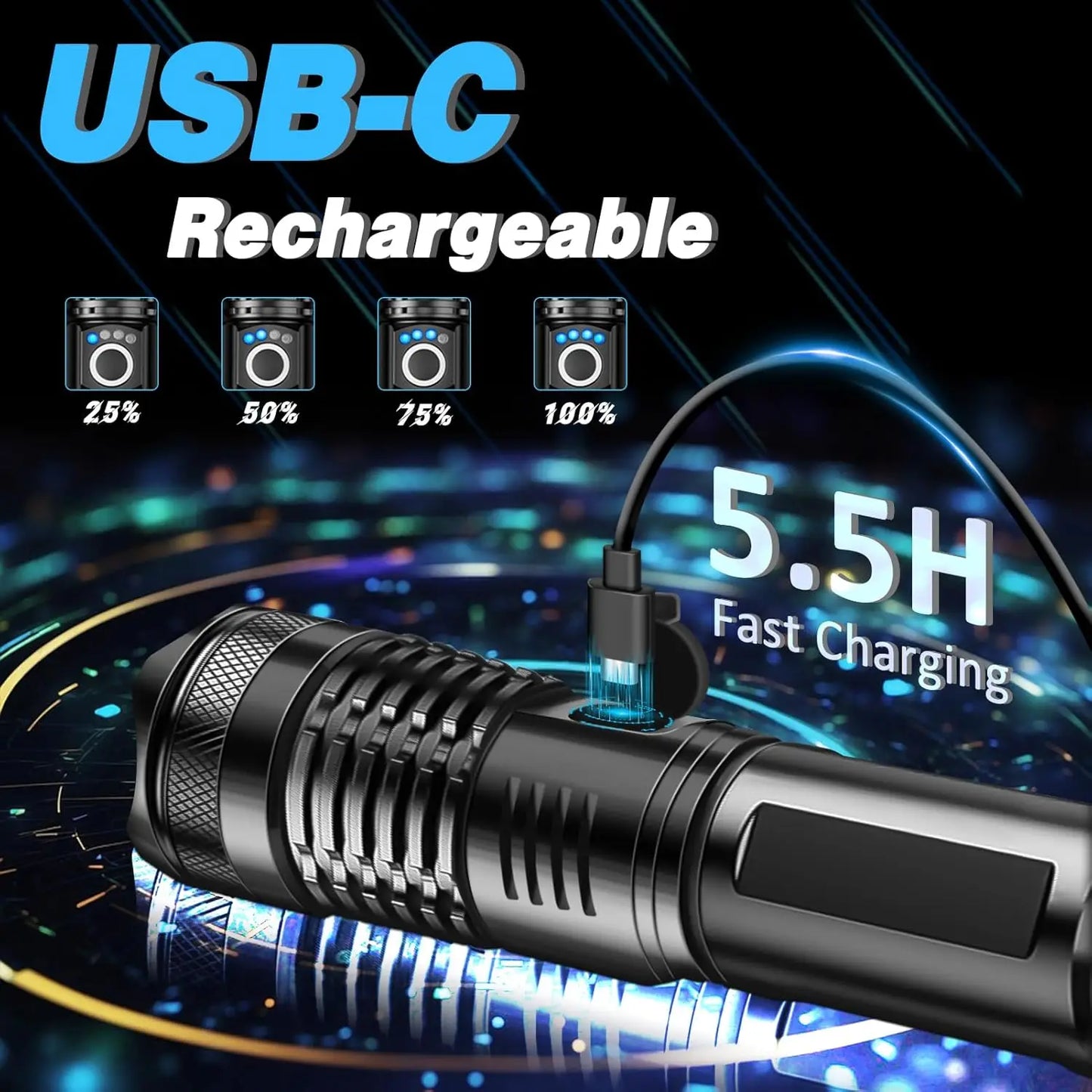High-Power Rechargeable LED Tactical Flashlight