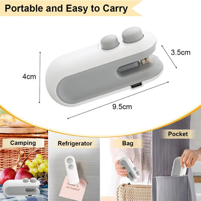 2-in-1 Mini Handheld Bag Sealer with Cutter & Magnet