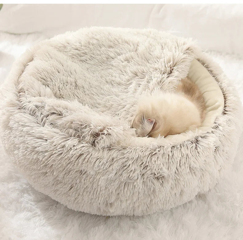 Autumn & Winter Plush Semi-Enclosed Pet Bed
