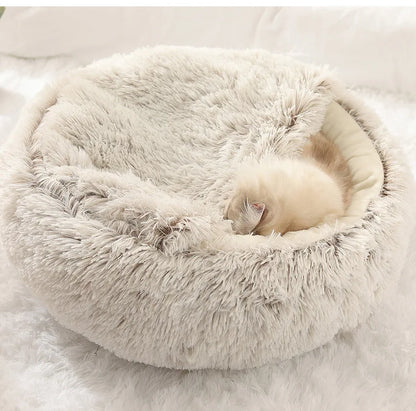 Autumn & Winter Plush Semi-Enclosed Pet Bed
