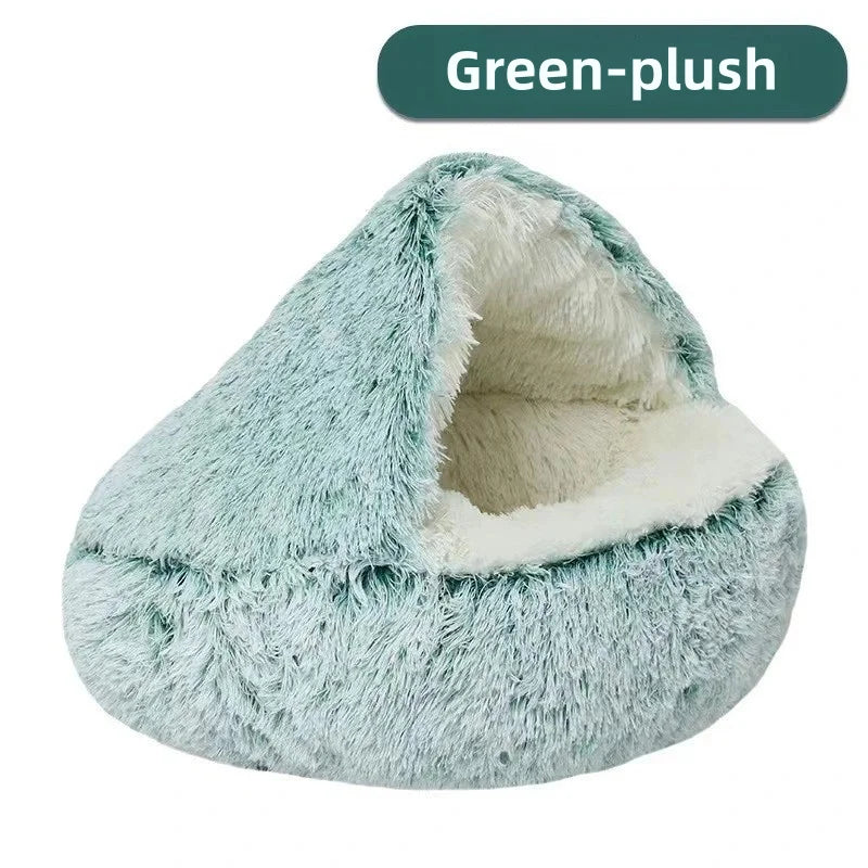 Autumn & Winter Plush Semi-Enclosed Pet Bed