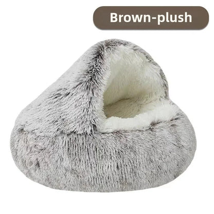 Autumn & Winter Plush Semi-Enclosed Pet Bed