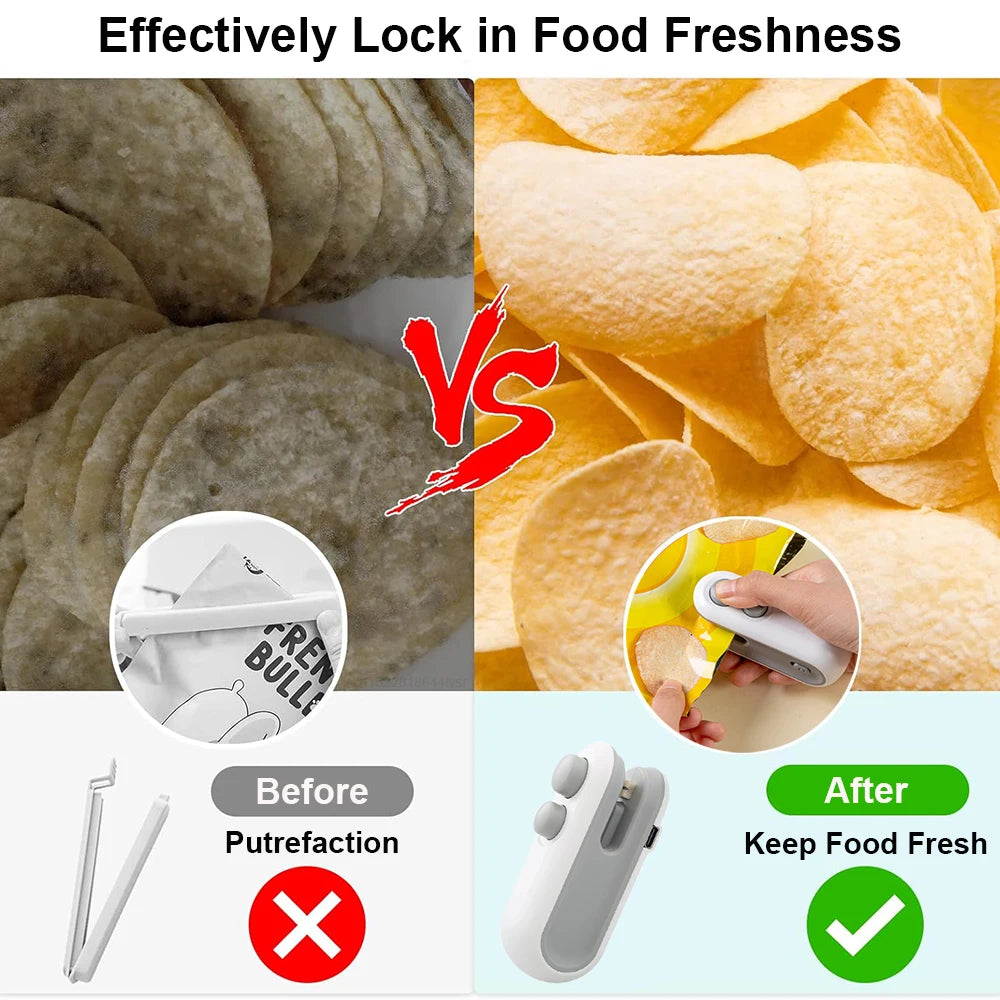 2-in-1 Mini Handheld Bag Sealer with Cutter & Magnet