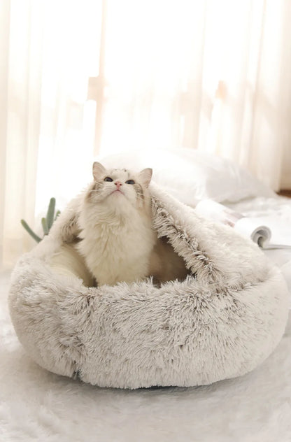 Autumn & Winter Plush Semi-Enclosed Pet Bed