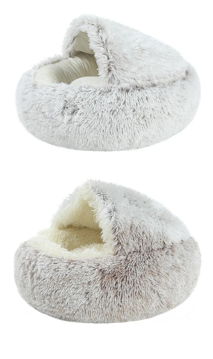 Autumn & Winter Plush Semi-Enclosed Pet Bed