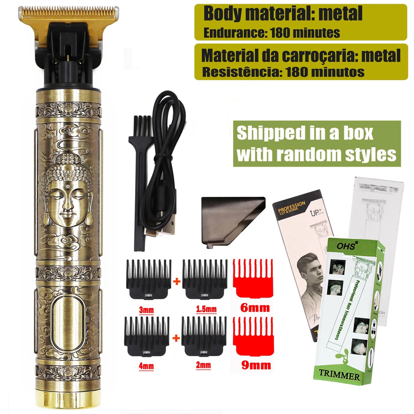 USB Fast Charging Hair Trimmer Portable Cordless Shaver Barber Electric Hair Cutting Machine Vintage Hair Clipper For Hairdresse