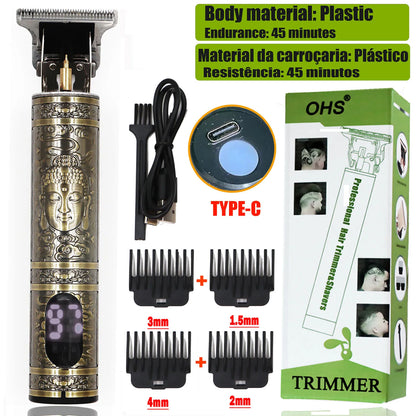 USB Fast Charging Hair Trimmer Portable Cordless Shaver Barber Electric Hair Cutting Machine Vintage Hair Clipper For Hairdresse