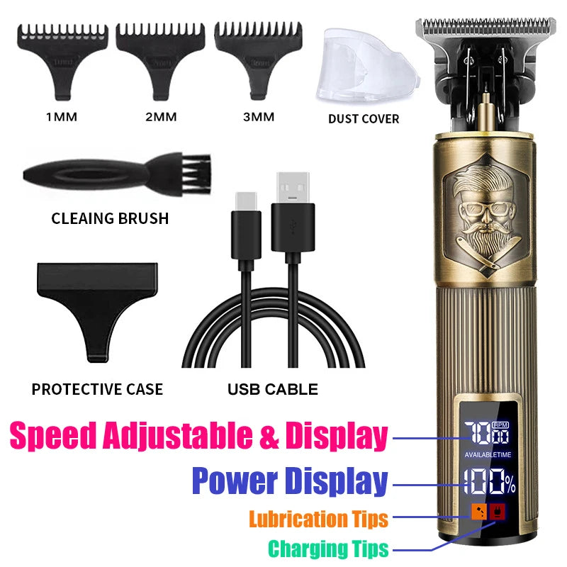 USB Fast Charging Hair Trimmer Portable Cordless Shaver Barber Electric Hair Cutting Machine Vintage Hair Clipper For Hairdresse