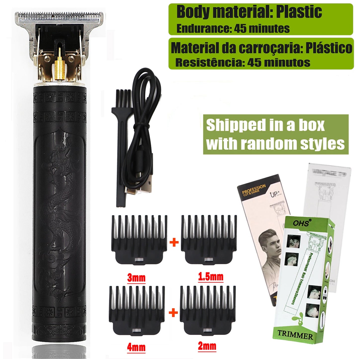 USB Fast Charging Hair Trimmer Portable Cordless Shaver Barber Electric Hair Cutting Machine Vintage Hair Clipper For Hairdresse