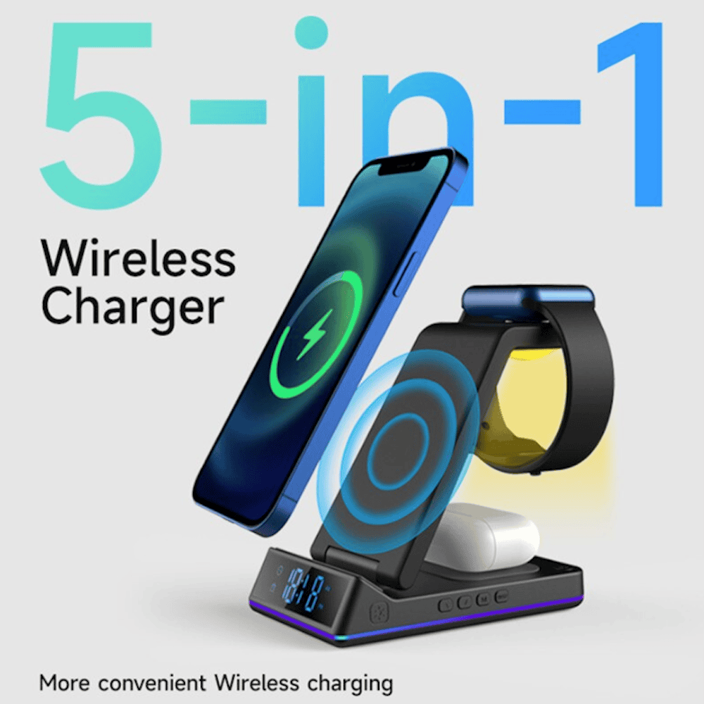 VersaCharge 5-in-1 Wireless Charging Hub: Ultimate Convenience and Multifunctionality